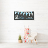 Chalkboard Grey Teddy Bear Boy Baby shower Spandoek (Insitu)