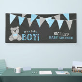 Chalkboard Grey Teddy Bear Boy Baby shower Spandoek (Beurs)