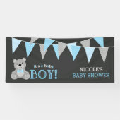 Chalkboard Grey Teddy Bear Boy Baby shower Spandoek (Horizontaal)