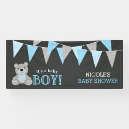 Chalkboard Grey Teddy Bear Boy Baby shower Spandoek