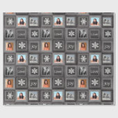 Chalkboard grijs gepersonaliseerd 4 foto vakantie  cadeaupapier (Vlak)