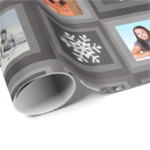 Chalkboard grijs gepersonaliseerd 4 foto vakantie  cadeaupapier (Rol Hoek)