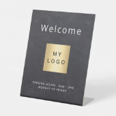 Chalkboard grijs logo business open gesloten reclamebord met voetstuk (Voorkant)