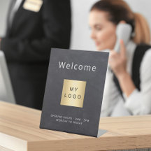 Chalkboard grijs logo business open gesloten