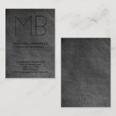 Chalkboard grijze monogram chubby visitekaartje (Voorkant / Achterkant)
