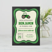 Chalkboard Groen Boerderij Tractor Kids Verjaardag Kaart (Staand voorkant)