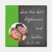 Chalkboard Groene bruiloft aankondiging magneet (Voorkant)