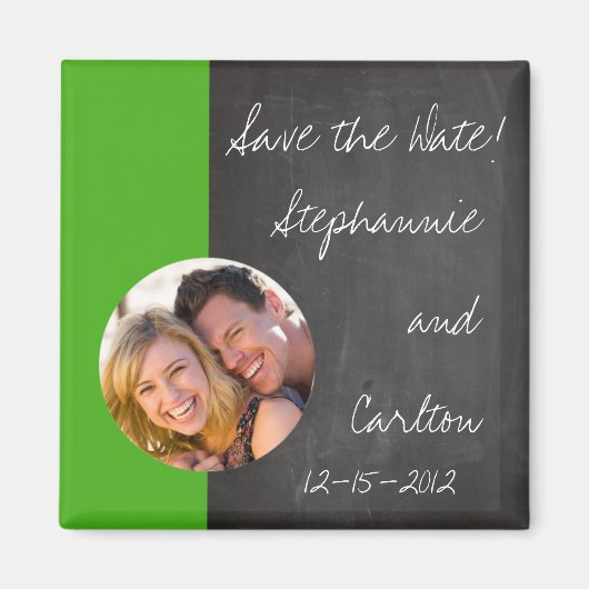 Chalkboard Groene bruiloft aankondiging magneet (Voorkant)
