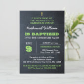 Chalkboard Groene doop uitnodiging (Staand voorkant)