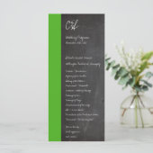 Chalkboard Groene Huwelijksprogramma's Programmakaart (Staand voorkant)