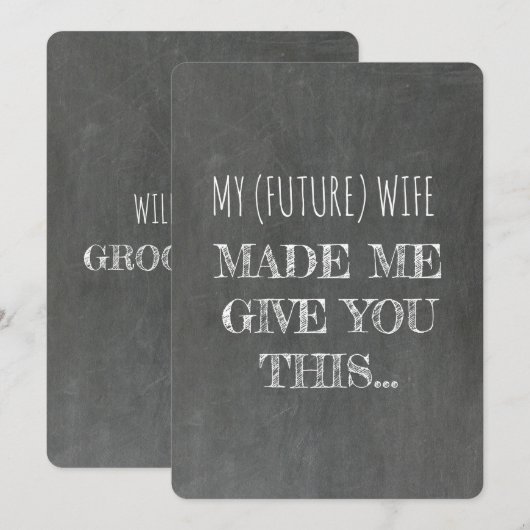 Chalkboard | GROOMSMAN | BEST MAN Funny Voorstel Kaart (Voorkant / Achterkant)