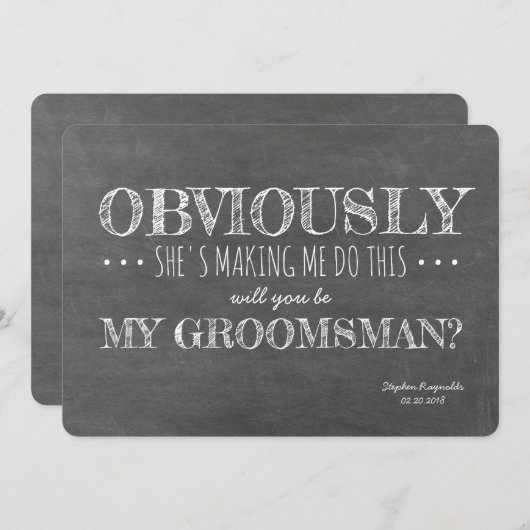 Chalkboard | GROOMSMAN | BEST MAN Funny Voorstel Kaart (Voorkant / Achterkant)