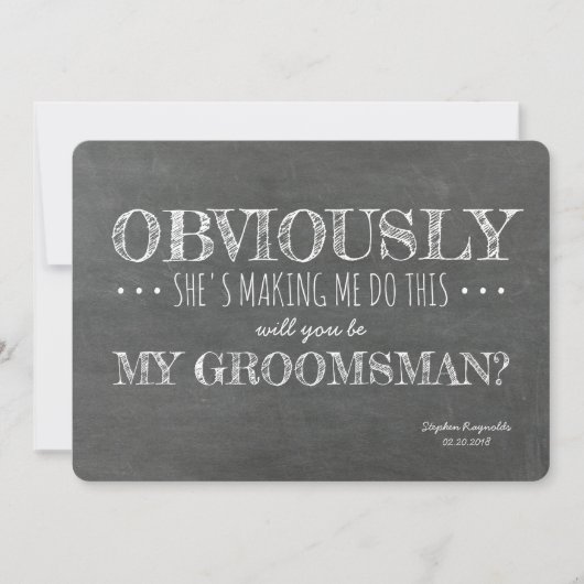 Chalkboard | GROOMSMAN | BEST MAN Funny Voorstel Kaart (Voorkant)