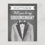 Chalkboard Groomsman | Groomsman Kaart<br><div class="desc">Verkrijgbaar in groomsman,  beste man,  junior groomsman en roergangerstijlen. Je hebt je vrouw gevonden,  maar je hebt nog steeds je jongens nodig. Vraag hen om deel uit te maken van jullie grote dag met deze stijlvolle en moderne kinderkaarten op de achtergrond van het bord.</div>