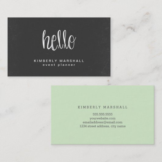 Chalkboard Hallo Visitekaartjes/Mint Visitekaartje (Voorkant / Achterkant)