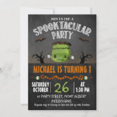 Chalkboard Halloween Frankenstein Verjaardag Kaart (Voorkant)