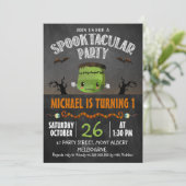 Chalkboard Halloween Frankenstein Verjaardag Kaart (Staand voorkant)