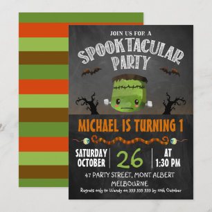 Chalkboard Halloween Frankenstein Verjaardag Kaart