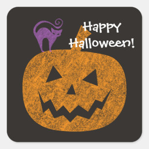 Chalkboard Halloween Square Stickers