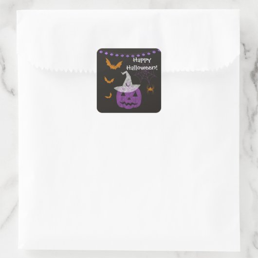 Chalkboard Halloween Square Stickers (Tas)