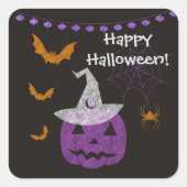 Chalkboard Halloween Square Stickers (Voorkant)