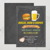 Chalkboard hamburger diaper-uitnodiging kaart (Voorkant / Achterkant)