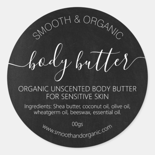 Chalkboard Handgemaakte Body Lotion Scrub Butter Ronde Sticker (Voorkant)
