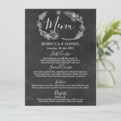 Chalkboard Handgetekende Floral Garland Bruiloft Menu (Staand voorkant)