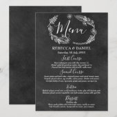 Chalkboard Handgetekende Floral Garland Bruiloft Menu (Voorkant / Achterkant)