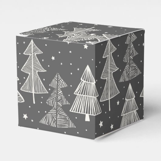 Chalkboard handgetekende kerstbomen zagen bedankdoosjes (Voorkant Zijde)