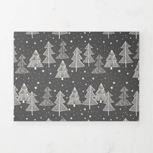 Chalkboard handgetekende kerstbomen zagen drieluik wenskaart (Cover)