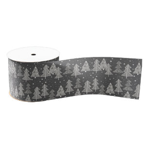 Chalkboard handgetekende kerstbomen zagen grosgrain lint