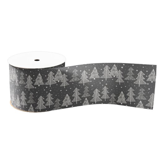 Chalkboard handgetekende kerstbomen zagen grosgrain lint (Spoel)