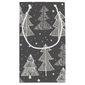 Chalkboard handgetekende kerstbomen zagen klein cadeauzakje (Achterkant)