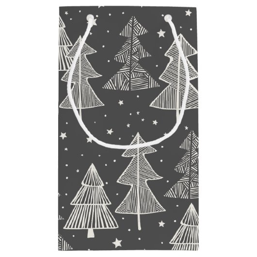 Chalkboard handgetekende kerstbomen zagen klein cadeauzakje (Achterkant)