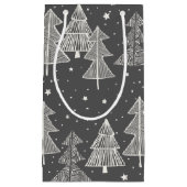 Chalkboard handgetekende kerstbomen zagen klein cadeauzakje (Voorkant)