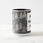 Chalkboard handgetekende kerstbomen zagen mok (Midden)