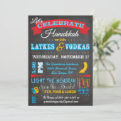 Chalkboard Hanukkah Latkes & Vodkas-uitnodigingen Kaart (Staand voorkant)