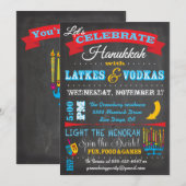Chalkboard Hanukkah Latkes & Vodkas-uitnodigingen Kaart (Voorkant / Achterkant)