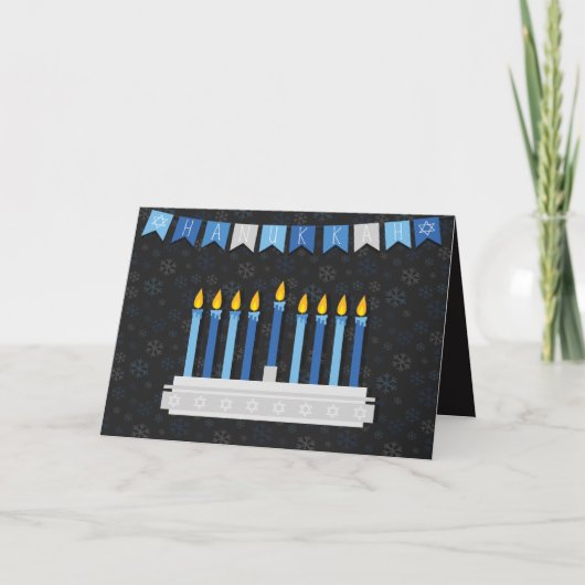 Chalkboard Hanukkah Snowflakes Feestdagen Kaart (Voorkant)