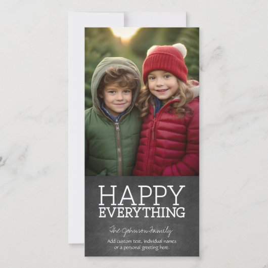 Chalkboard - Happy Alles-één verticale foto Feestdagenkaart (Voorkant)
