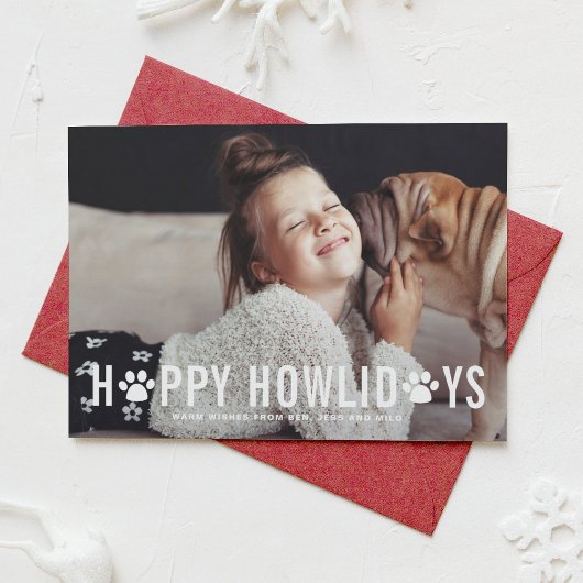 Chalkboard Happy Howlidays Typography Pet Holiday Feestdagenkaart