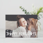 Chalkboard Happy Howlidays Typography Pet Holiday Feestdagenkaart (Staand voorkant)