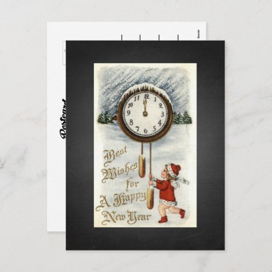 Chalkboard  Happy New Year Groetjes Feestdagenkaart (Voorkant / Achterkant)