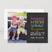 Chalkboard Happy New Year Holiday Photo Postcard Feestdagenkaart (Voorkant / Achterkant)