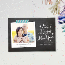 Chalkboard Happy New Year Photo Card