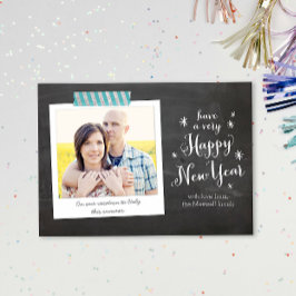 Chalkboard Happy New Year Photo Card Feestdagenkaart