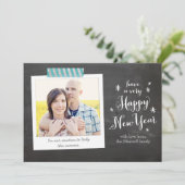 Chalkboard Happy New Year Photo Card Feestdagenkaart (Staand voorkant)