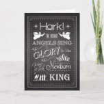 Chalkboard Hark The Herald Angels Sing Card Feestdagen Kaart<br><div class="desc">Chalkboard Christelijke kerstkaartje met het lied "Hark! The Herald Angels Sing",  met engelen,  noordsterren,  zwengels,  en de drie wijze mannen. Geef deze trendy kaart aan het Christelijkste in je leven om de geboorte van Jezus Christus te vieren.</div>