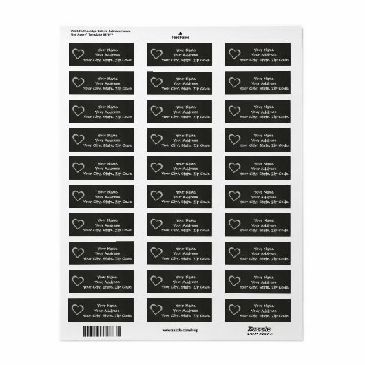 Chalkboard hart bruiloft adres label (Full Sheet)